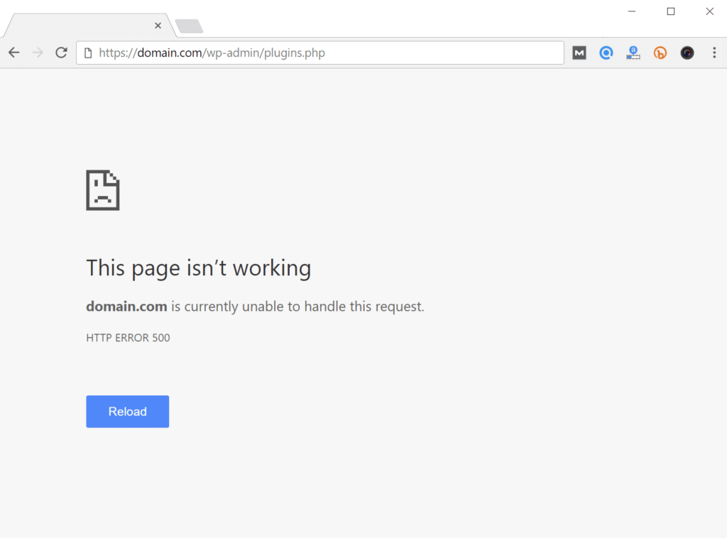 error 500 en website.