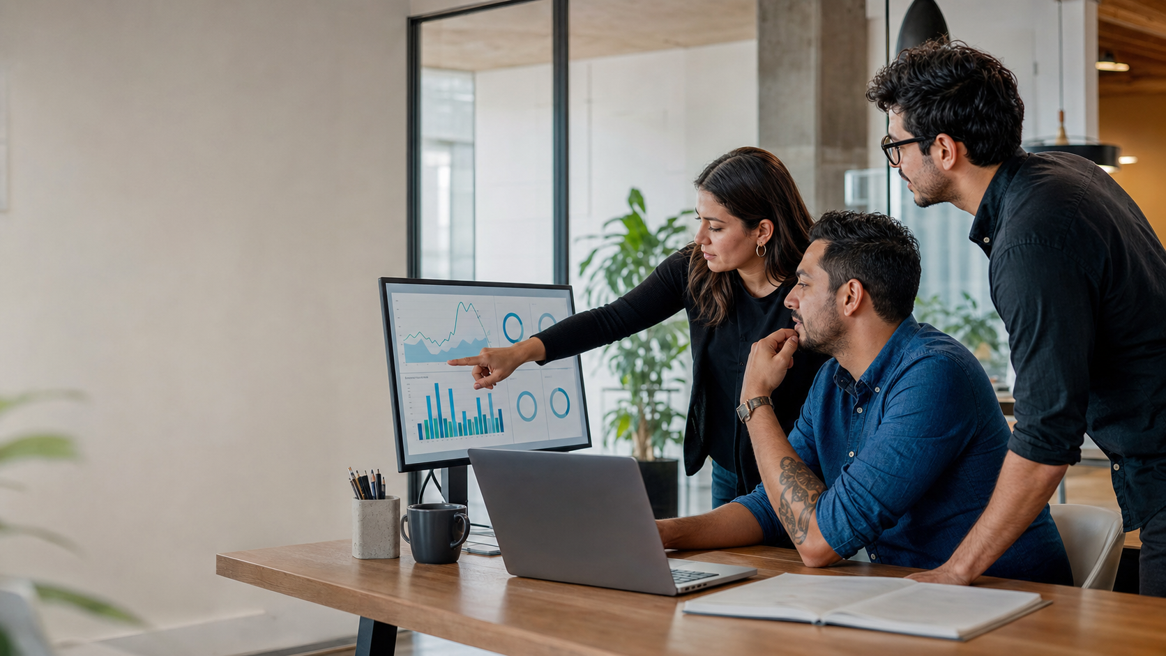 Equipo de marketing analizando estrategias para diferentes industrias